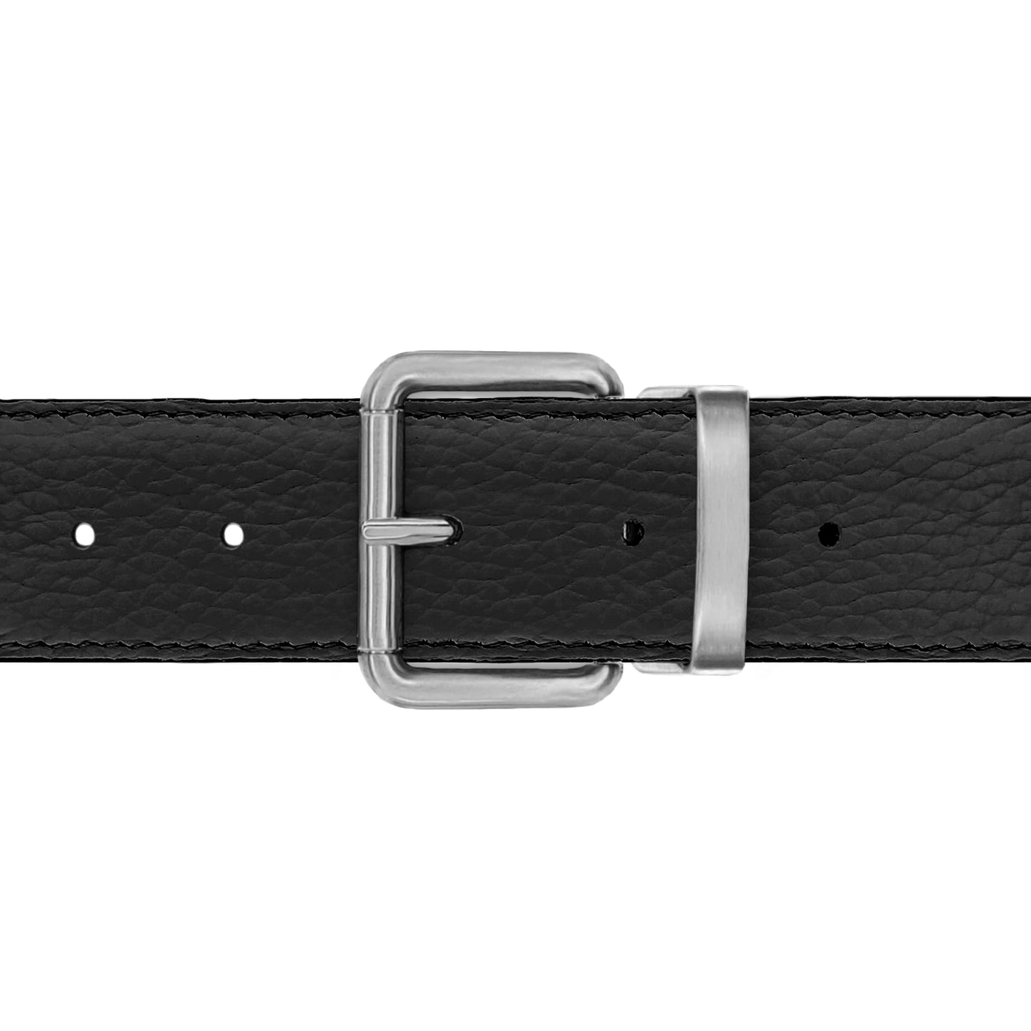 Ceinture 35 mm cuir souple noir boucle Paris mate