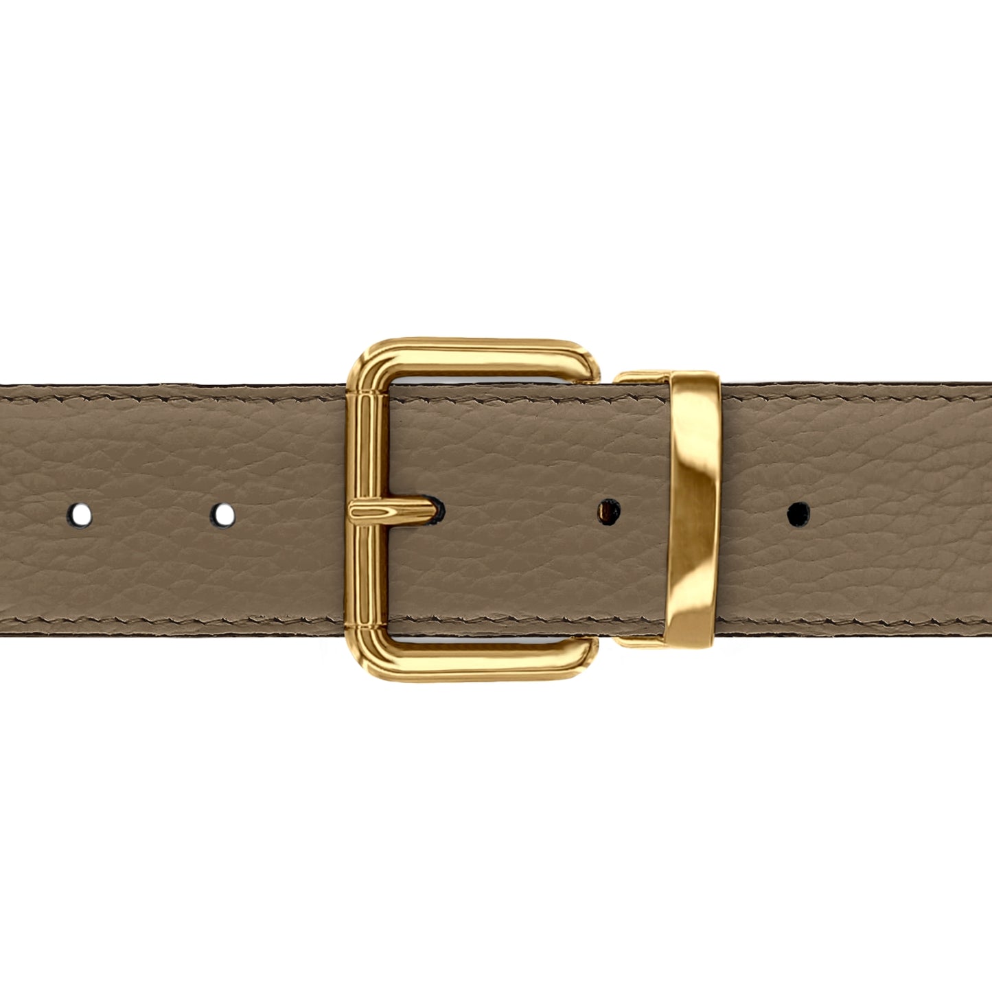 Ceinture 35 mm cuir souple taupe boucle Paris or