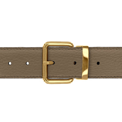 Ceinture 35 mm cuir souple taupe boucle Paris or