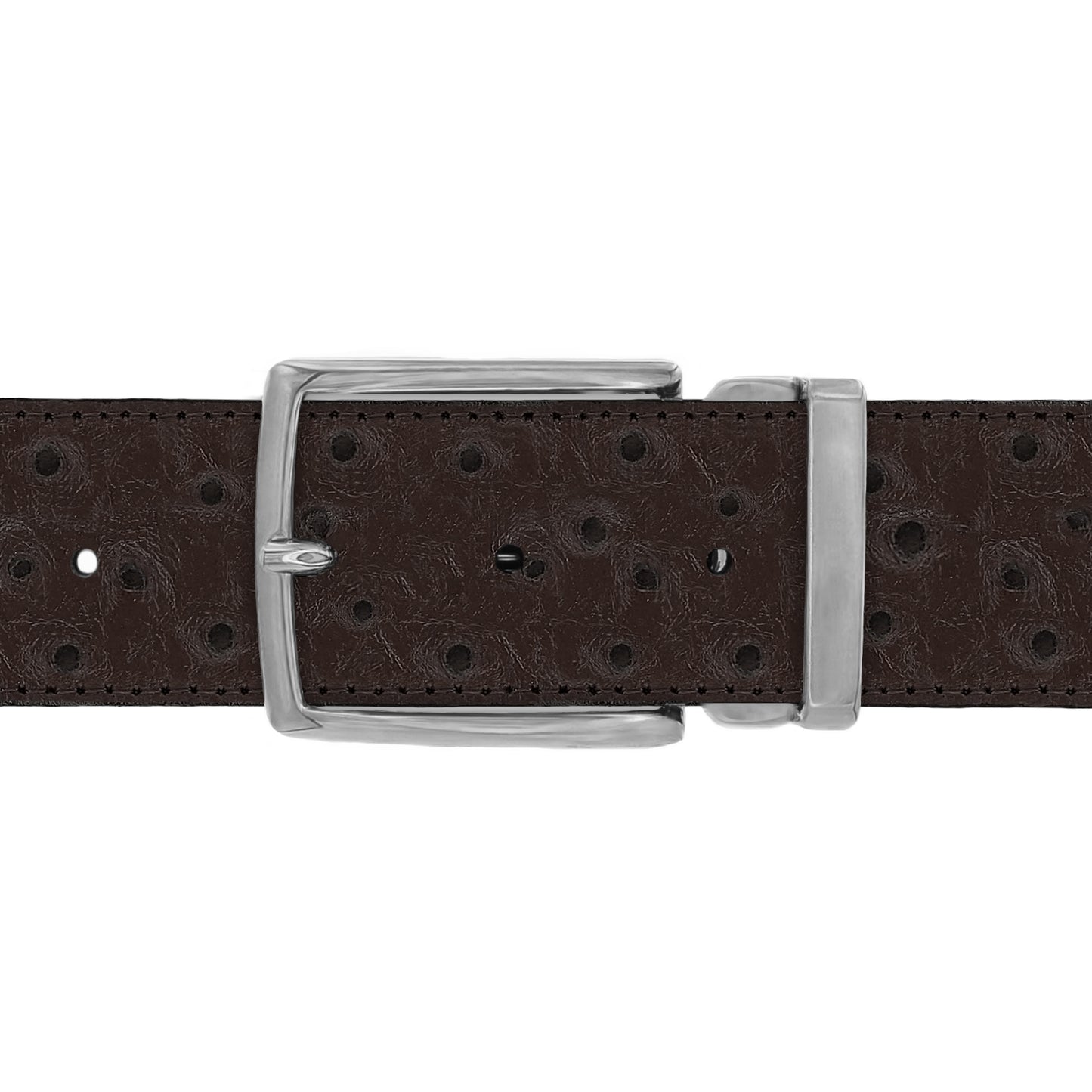 Ceinture 40 mm cuir façon autruche marron boucle Milano mate