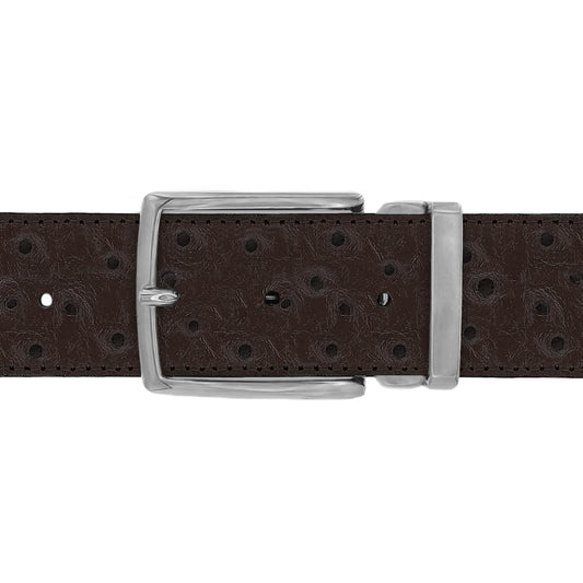 Ceinture 40 mm cuir façon autruche marron boucle Milano mate