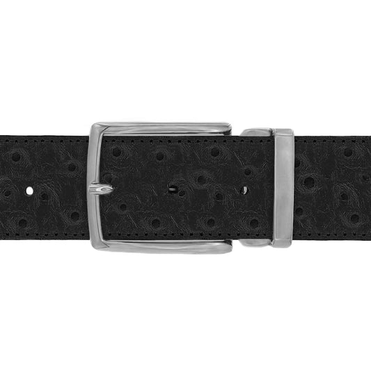 Ceinture 40 mm cuir façon autruche noir boucle Milano mate