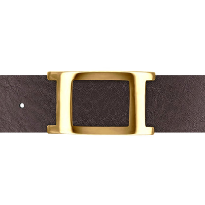 Ceinture 40 mm cuir ceinturon marron boucle Portofino or