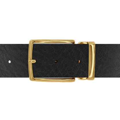 Ceinture 40 mm cuir ceinturon noir boucle Milano or