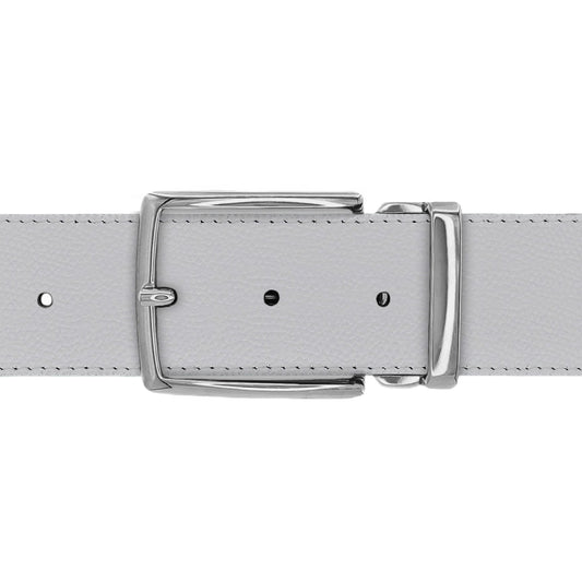 Ceinture 40 mm cuir grainé blanc boucle Milano argent