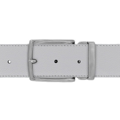 Ceinture 40 mm cuir grainé blanc boucle Milano mate
