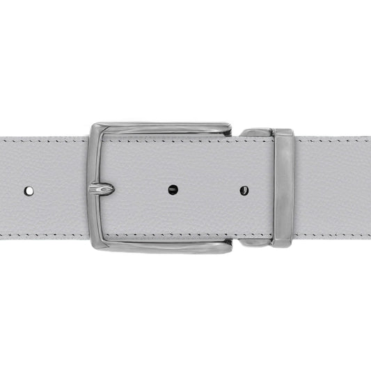 Ceinture 40 mm cuir grainé blanc boucle Milano mate