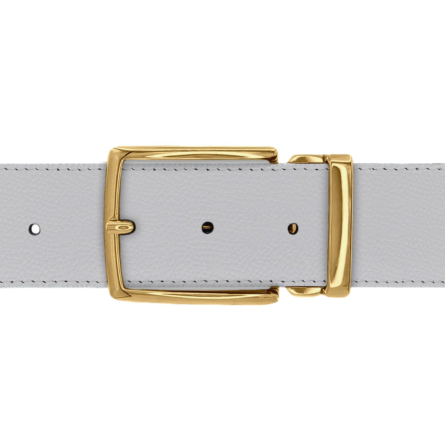 Ceinture 40 mm cuir grainé blanc boucle Milano or