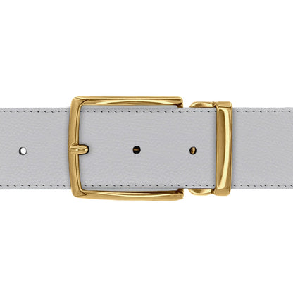 Ceinture 40 mm cuir grainé blanc boucle Milano or