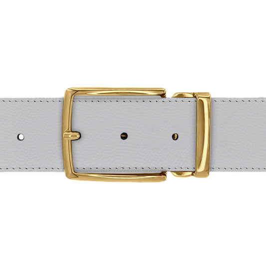 Ceinture 40 mm cuir grainé blanc boucle Milano or
