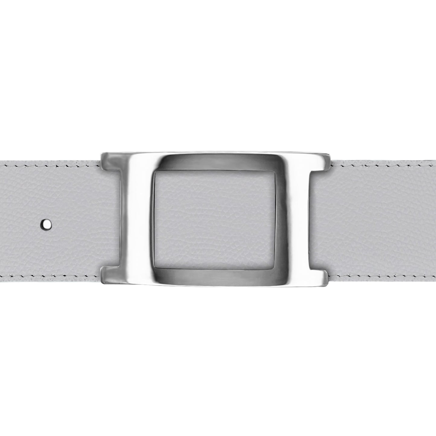 Ceinture 40 mm cuir grainé blanc boucle Portofino argent