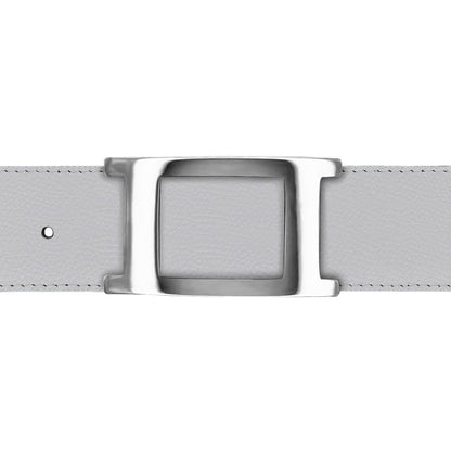 Ceinture 40 mm cuir grainé blanc boucle Portofino argent