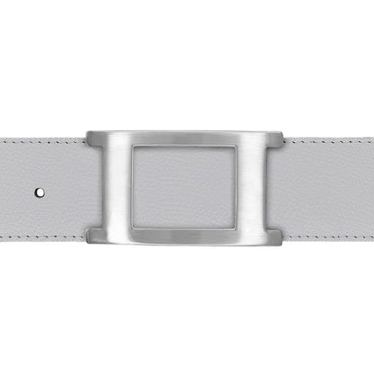Ceinture 40 mm cuir grainé blanc boucle Portofino mate