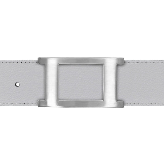 Ceinture 40 mm cuir grainé blanc boucle Portofino mate