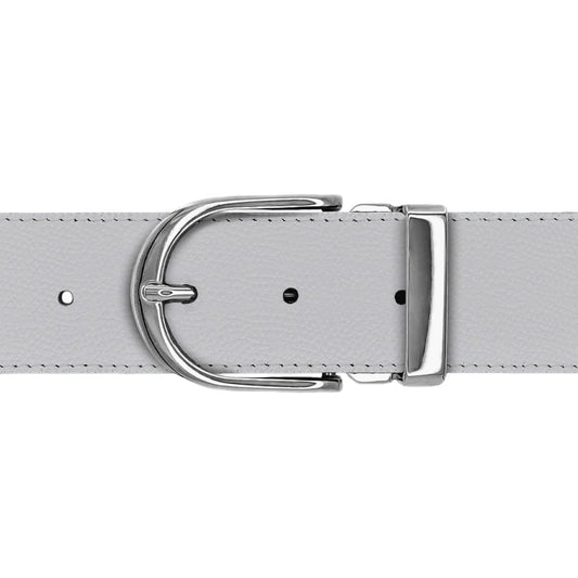 Ceinture 40 mm cuir grainé blanc boucle Roma argent