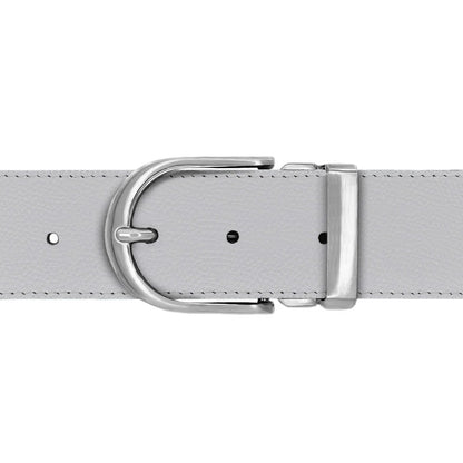 Ceinture 40 mm cuir grainé blanc boucle Roma mate