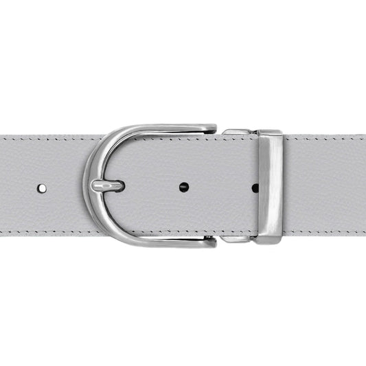 Ceinture 40 mm cuir grainé blanc boucle Roma mate