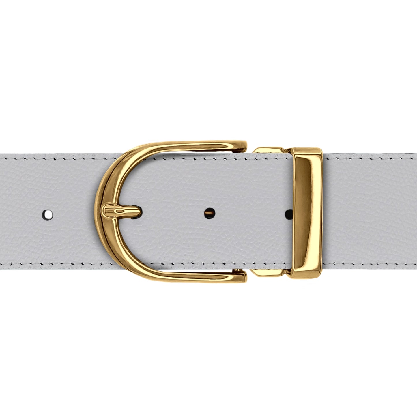 Ceinture 40 mm cuir grainé blanc boucle Roma or
