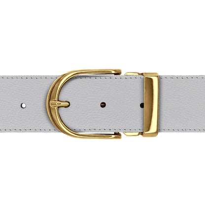 Ceinture 40 mm cuir grainé blanc boucle Roma or