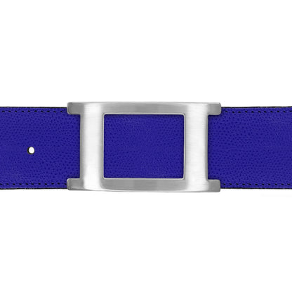 Ceinture 40 mm cuir grainé bleu roi boucle Portofino mate