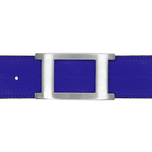 Ceinture 40 mm cuir grainé bleu roi boucle Portofino mate