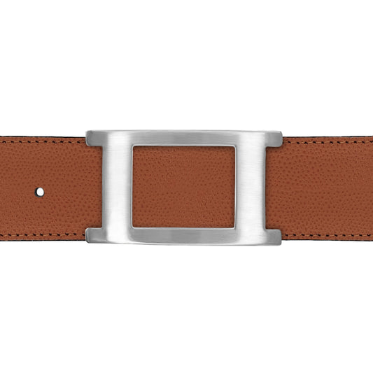 Ceinture 40 mm cuir grainé cognac boucle Portofino mate