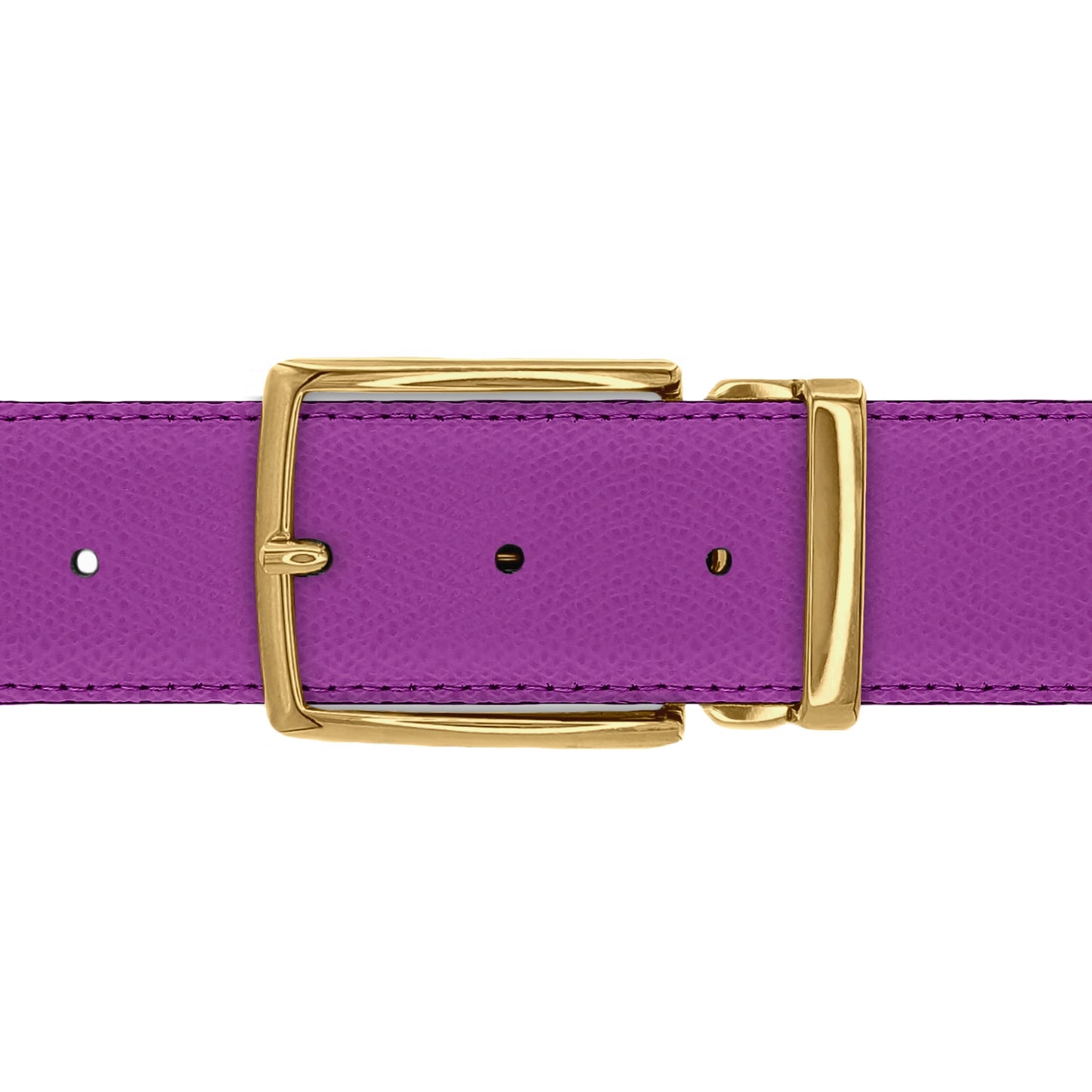 Ceinture 40 mm cuir grainé framboise boucle Milano or