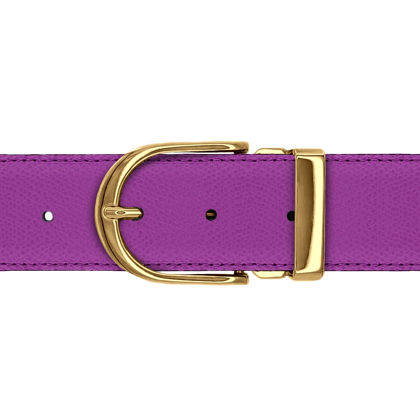 Ceinture 40 mm cuir grainé framboise boucle Roma or