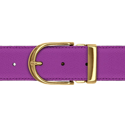 Ceinture 40 mm cuir grainé framboise boucle Roma or