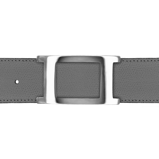 Ceinture 40 mm cuir grainé gris boucle Portofino argent