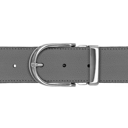 Ceinture 40 mm cuir grainé gris boucle Roma argent