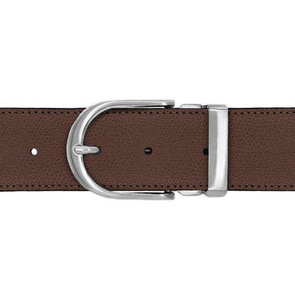 Ceinture 40 mm cuir grainé marron boucle Roma mate