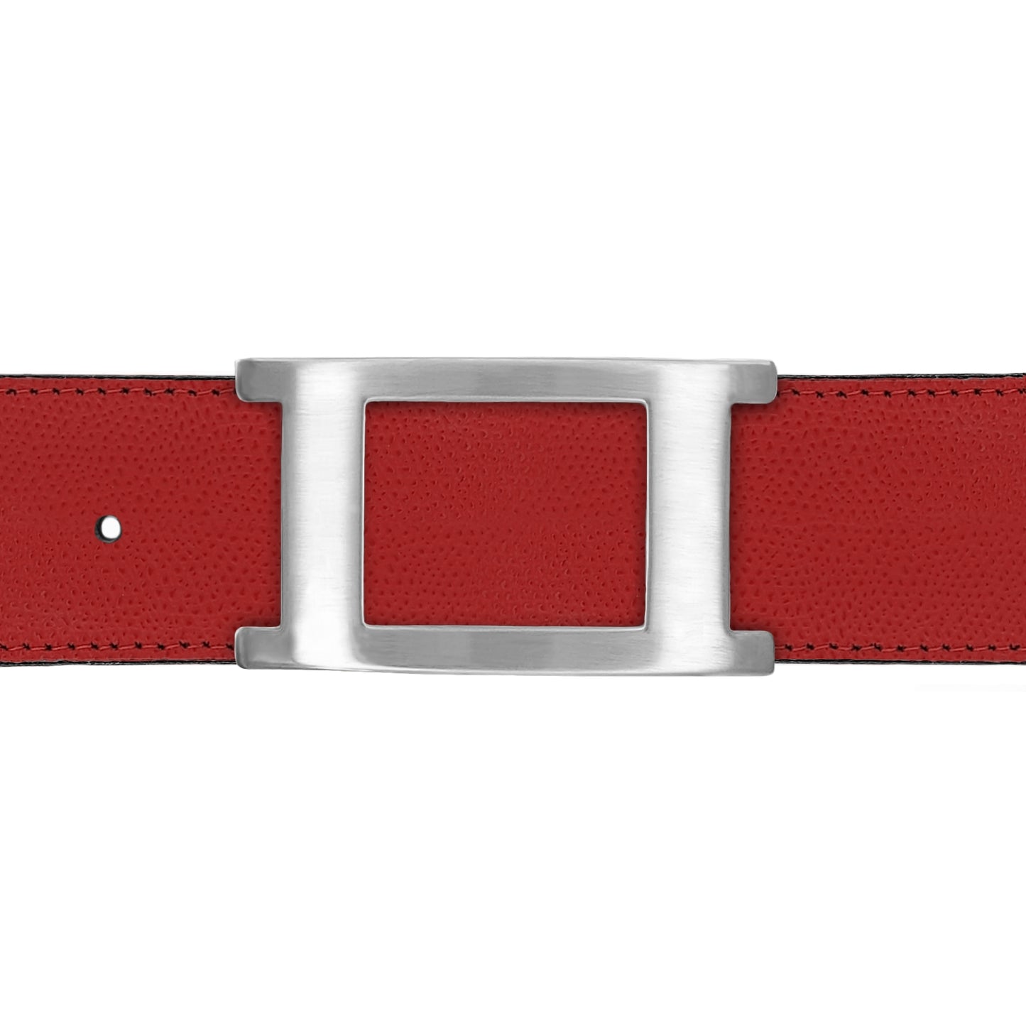 Ceinture 40 mm cuir grainé rouge boucle Portofino mate