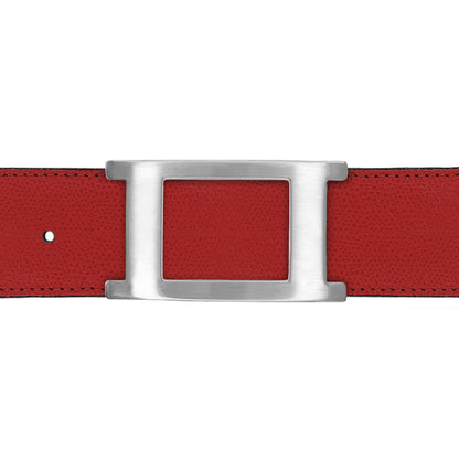 Ceinture 40 mm cuir grainé rouge boucle Portofino mate