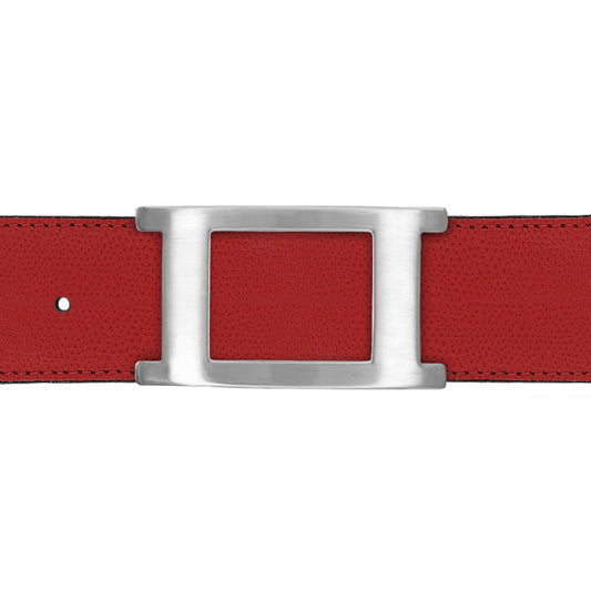 Ceinture 40 mm cuir grainé rouge boucle Portofino mate