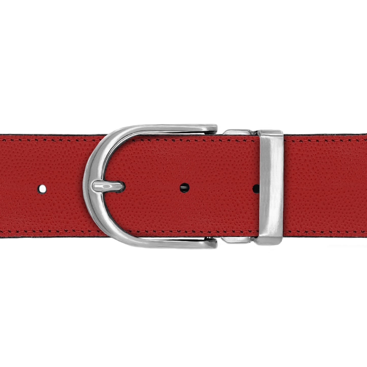 Ceinture 40 mm cuir grainé rouge boucle Roma mate