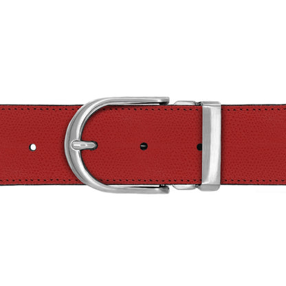 Ceinture 40 mm cuir grainé rouge boucle Roma mate