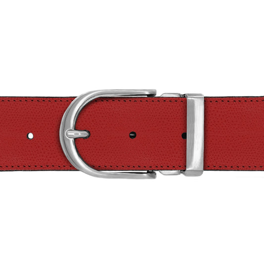 Ceinture 40 mm cuir grainé rouge boucle Roma mate