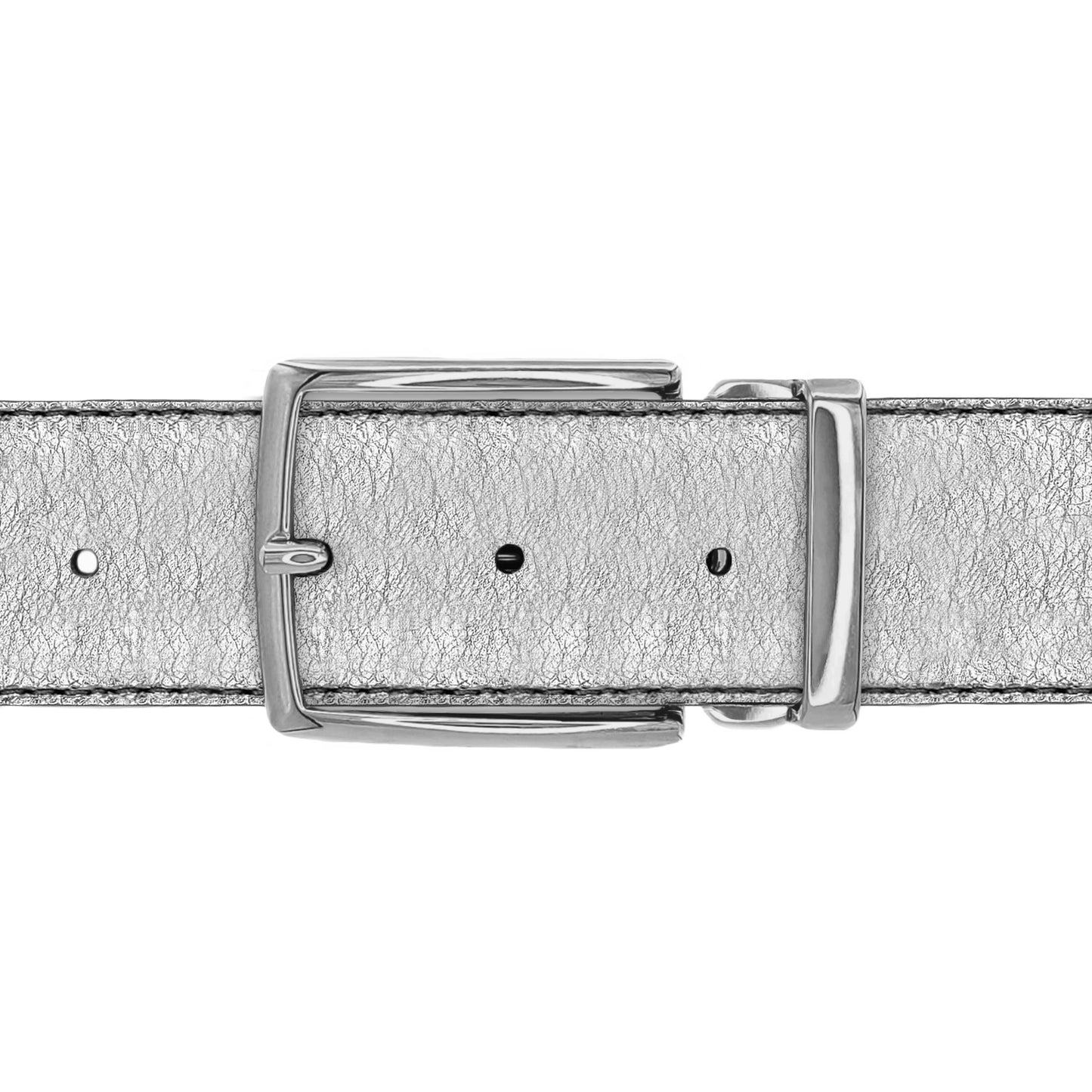 Ceinture 40 mm cuir souple argent boucle Milano argent