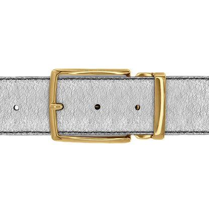Ceinture 40 mm cuir souple argent boucle Milano or