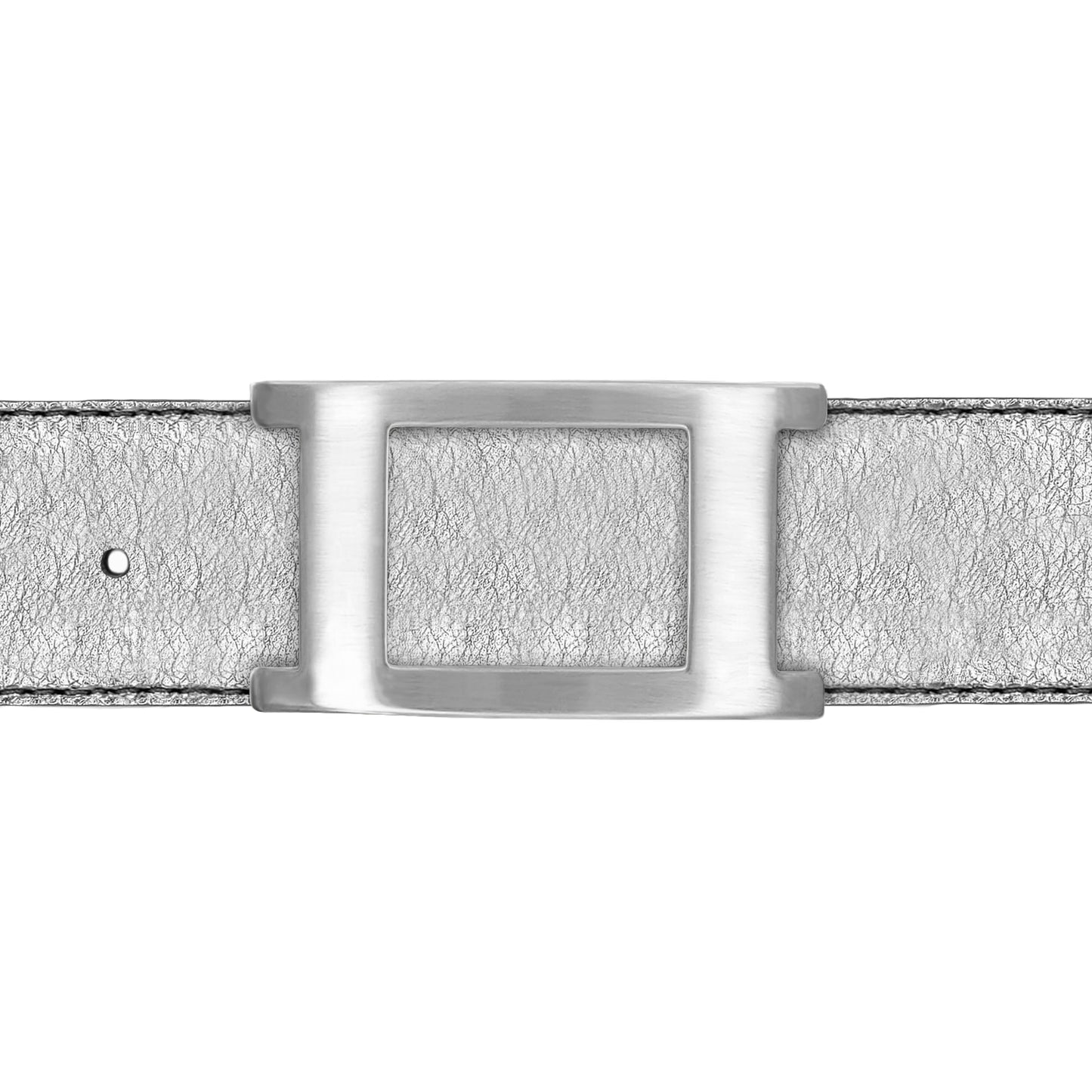 Ceinture 40 mm cuir souple argent boucle Portofino mate