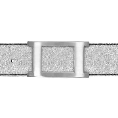Ceinture 40 mm cuir souple argent boucle Portofino mate
