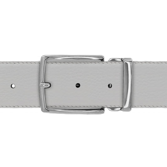 Ceinture 40 mm cuir souple blanc boucle milano argent