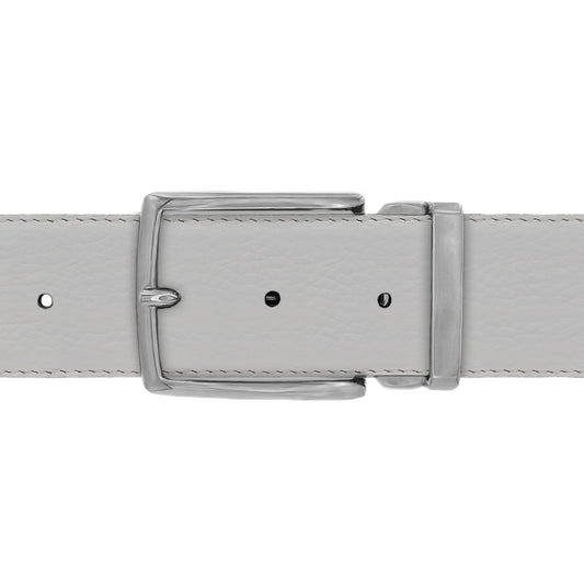 Ceinture 40 mm cuir souple blanc boucle milano mate