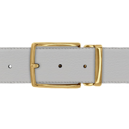 Ceinture 40 mm cuir souple blanc boucle milano or
