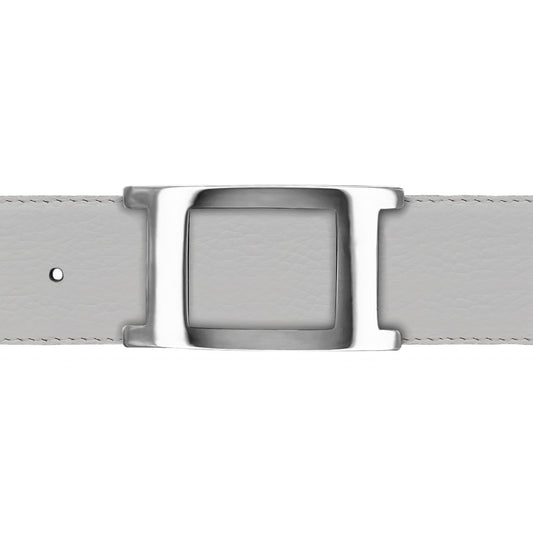 Ceinture 40 mm cuir souple blanc boucle Portofino argent