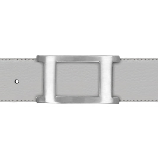 Ceinture 40 mm cuir souple blanc boucle Portofino mate