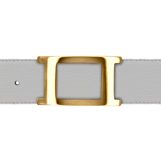 Ceinture 40 mm cuir souple blanc boucle Portofino or