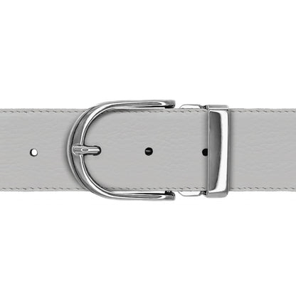 Ceinture 40 mm cuir souple blanc boucle Roma argent