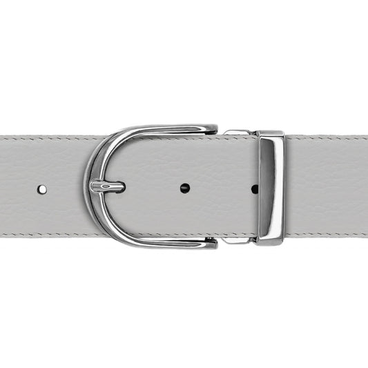 Ceinture 40 mm cuir souple blanc boucle Roma argent